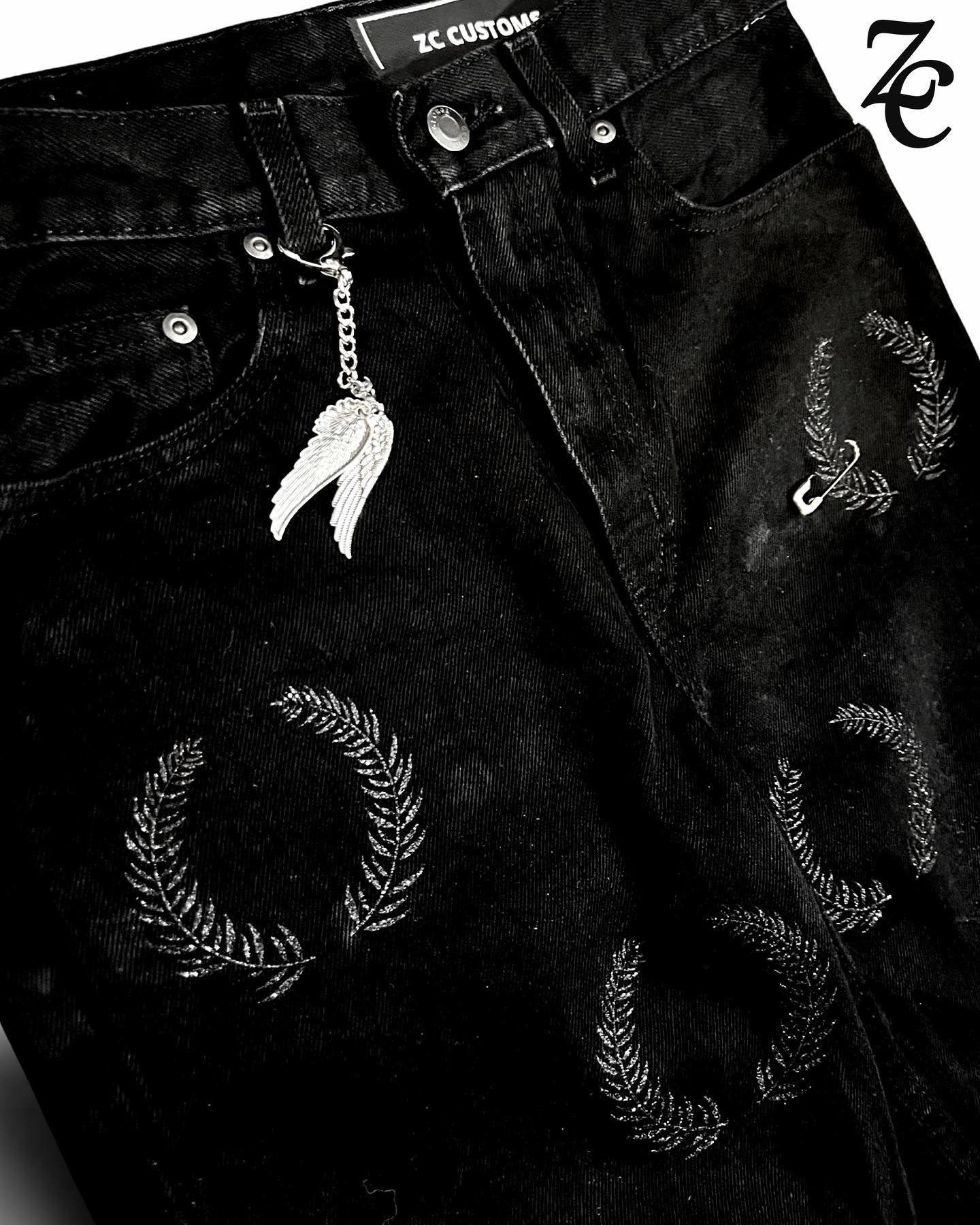ZC “BLk on BLK Wings” Jeans